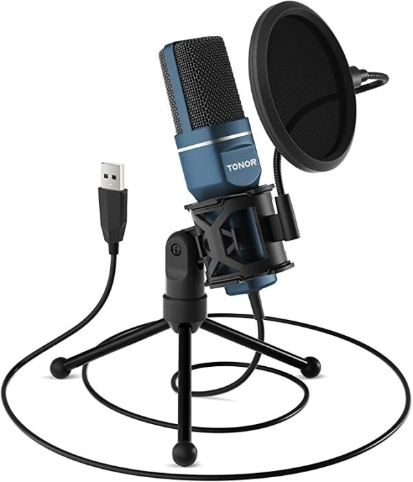 TONOR PC Microphone USB Computer Cardioid Condenser with Tripod Stand & Pop Filter