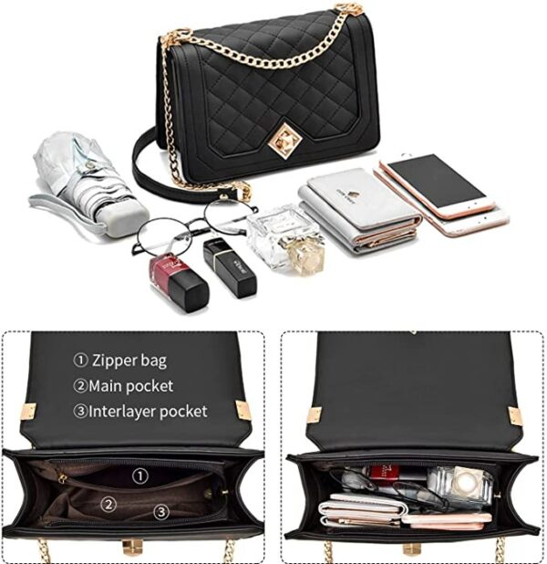 Travistar Crossbody Bag Ladies Shoulder Bag Small For Women PU Leather Waterproof Handbags with Adjustable strap Casual Fashion Messenger Bags, Black - Image 3