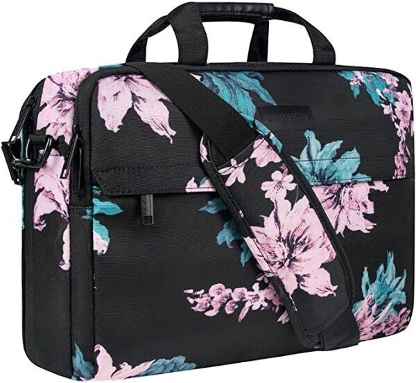 EMPSIGN Laptop Bag for Women 17 inch Laptop Briefcase, Water Repellent Laptop Carrying Case, Messenger Bag with RFID Blocking Pocket, Shoulder Bag for Travel School Work-Floral