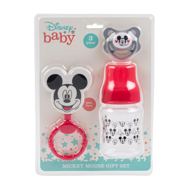 Mickey Mouse 3pc Rattle Bottle Pacifier Set