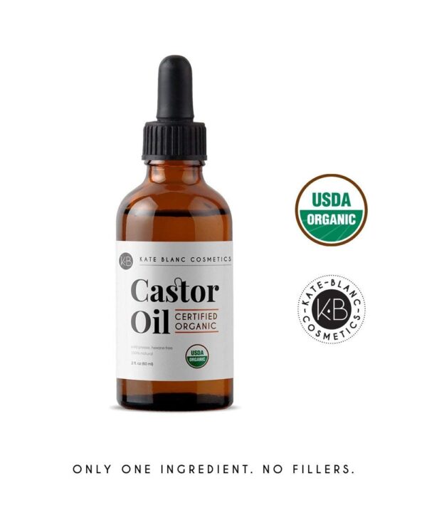 Organic Castor Oil (4oz), USDA Certified, 100% Pure, Cold Pressed, Hexane Free by Kate Blanc. Stimulate Growth for Eyelashes, Eyebrows, Hair. Skin Moisturizer & Oil Cleanse with Starter Kit - Image 2