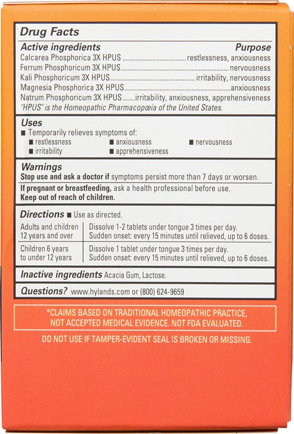 Hyland's Nerve Tonic Stress Relief Tablets, Natural Relief of Restlessness, Nervousness and Irritability Symptoms, Non-Habit Forming, 50 Count - Image 2